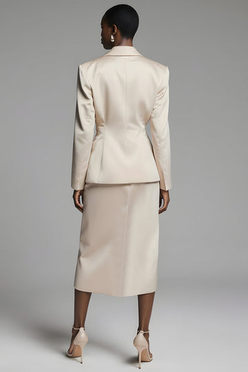 Peak Lapel Sheath Champagne One Button Femmes Costumes avec Fente